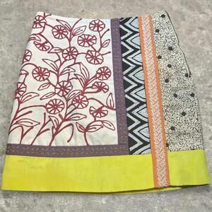 beaded patchwork embroidered silk boho skirt anthropology leifnotes sz 2 nwot